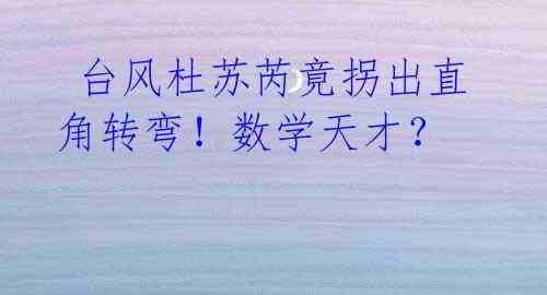 台风杜苏芮竟拐出直角转弯!数学天才?