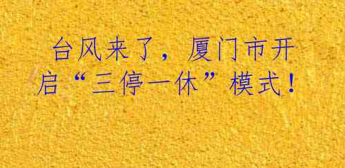  台风来了，厦门市开启“三停一休”模式！ 