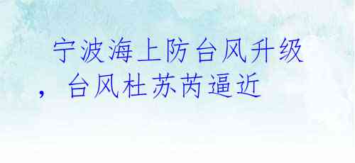 宁波海上防台风升级,台风杜苏芮逼近