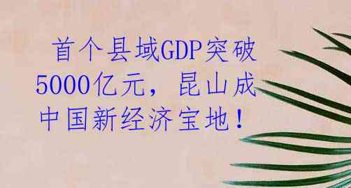 首个县域GDP突破5000亿元,昆山成中国新经济宝地!