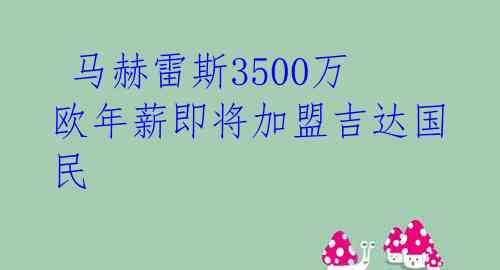  马赫雷斯3500万欧年薪即将加盟吉达国民 