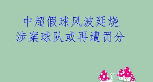 中超假球风波延烧 涉案球队或再遭罚分