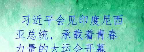 习近平会见印度尼西亚总统, 承载着青春力量的大运会开幕