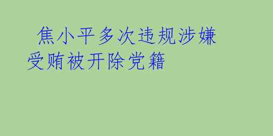  焦小平多次违规涉嫌受贿被开除党籍 