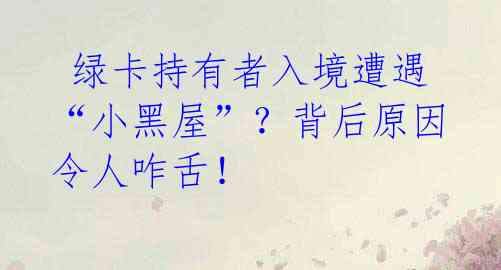 绿卡持有者入境遭遇“小黑屋”?背后原因令人咋舌!