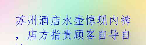 苏州酒店水壶惊现内裤,店方指责顾客自导自演