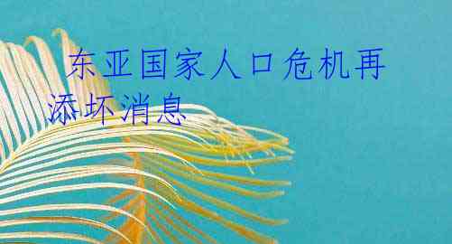 东亚国家人口危机再添坏消息