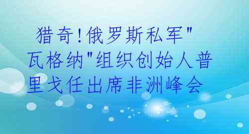  猎奇!俄罗斯私军"瓦格纳"组织创始人普里戈任出席非洲峰会