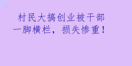  村民大搞创业被干部一脚横栏，损失惨重！