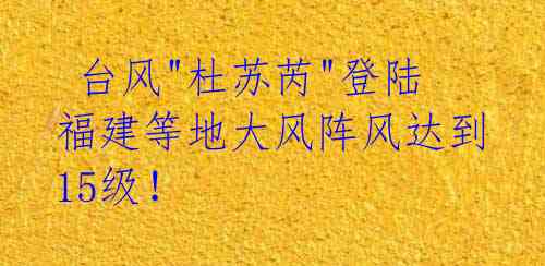 台风"杜苏芮"登陆 福建等地大风阵风达到15级!