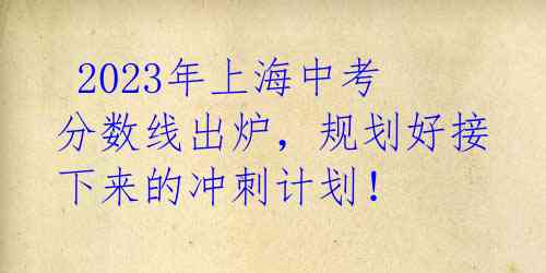  2023年上海中考分数线出炉，规划好接下来的冲刺计划！ 