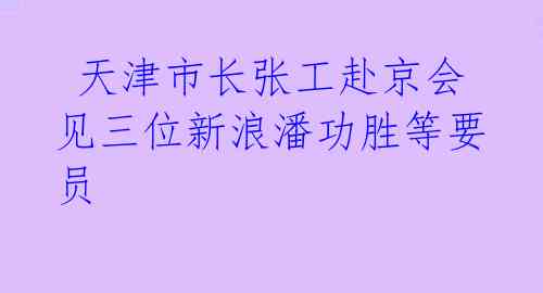 天津市长张工赴京会见三位新浪潘功胜等要员
