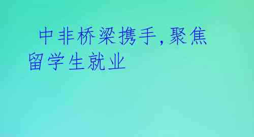  中非桥梁携手,聚焦留学生就业 