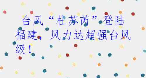 台风“杜苏芮”登陆福建,风力达超强台风级!