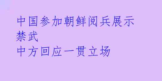 中国参加朝鲜阅兵展示禁武 中方回应一贯立场