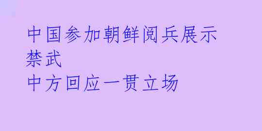 中国参加朝鲜阅兵展示禁武 中方回应一贯立场 