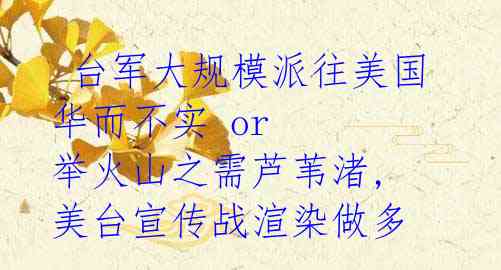 台军大规模派往美国 华而不实 or 举火山之需芦苇渚, 美台宣传战渲染做多