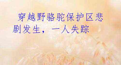 穿越野骆驼保护区悲剧发生,一人失踪