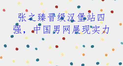 张之臻晋级汉堡站四强,中国男网展现实力