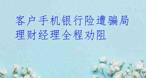 客户手机银行险遭骗局 理财经理全程劝阻