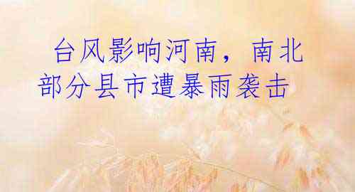 台风影响河南,南北部分县市遭暴雨袭击