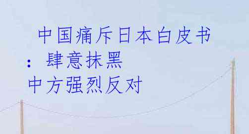 中国痛斥日本白皮书:肆意抹黑 中方强烈反对