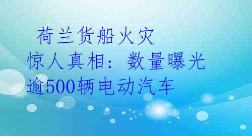  荷兰货船火灾 惊人真相: 数量曝光逾500辆电动汽车 