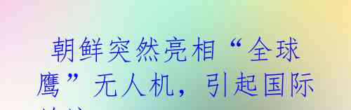 朝鲜突然亮相“全球鹰”无人机,引起国际关注