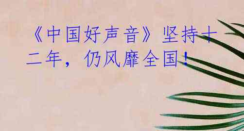 《中国好声音》坚持十二年,仍风靡全国!