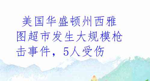 美国华盛顿州西雅图超市发生大规模枪击事件,5人受伤