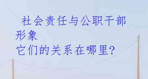 社会责任与公职干部形象 它们的关系在哪里?