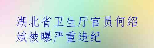 湖北省卫生厅官员何绍斌被曝严重违纪