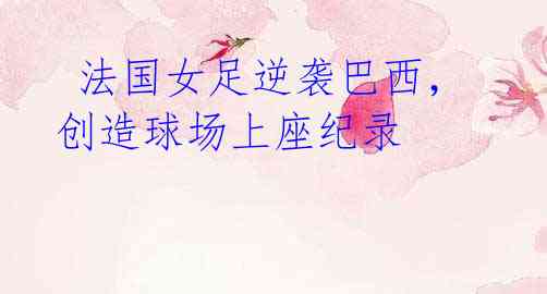 法国女足逆袭巴西,创造球场上座纪录