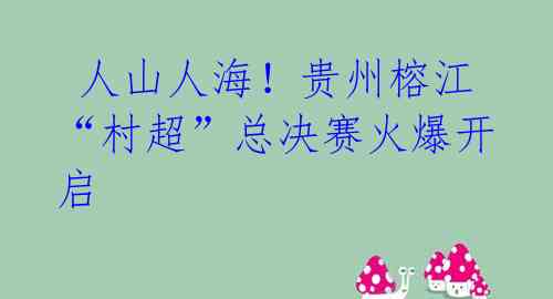  人山人海！贵州榕江“村超”总决赛火爆开启 