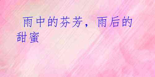雨中的芬芳,雨后的甜蜜