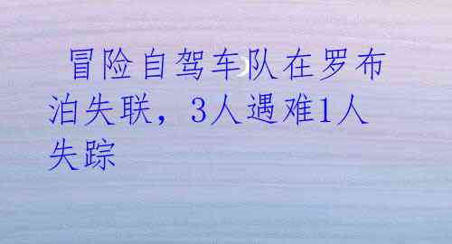 冒险自驾车队在罗布泊失联,3人遇难1人失踪