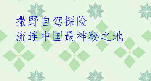 撒野自驾探险 流连中国最神秘之地