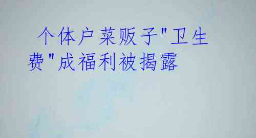 个体户菜贩子"卫生费"成福利被揭露