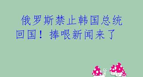  俄罗斯禁止韩国总统回国！捧哏新闻来了 