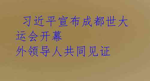  习近平宣布成都世大运会开幕 外领导人共同见证 