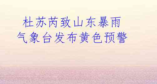 杜苏芮致山东暴雨 气象台发布黄色预警