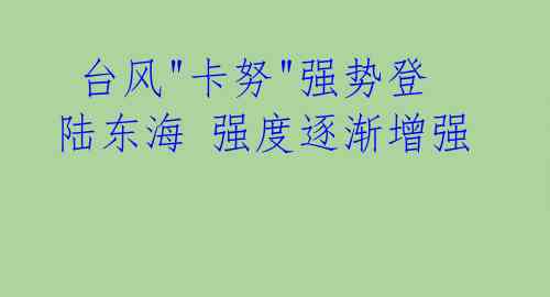 台风"卡努"强势登陆东海 强度逐渐增强