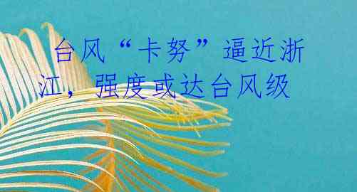 台风“卡努”逼近浙江,强度或达台风级