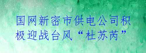国网新密市供电公司积极迎战台风“杜苏芮”