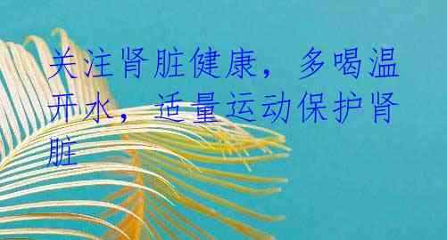 关注肾脏健康,多喝温开水,适量运动保护肾脏