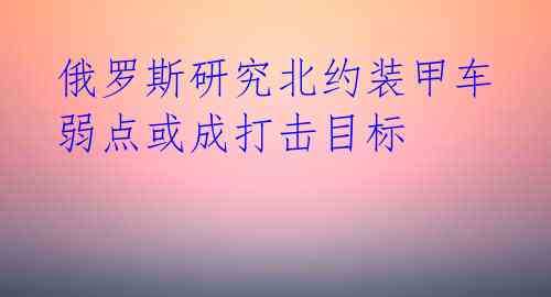 俄罗斯研究北约装甲车 弱点或成打击目标