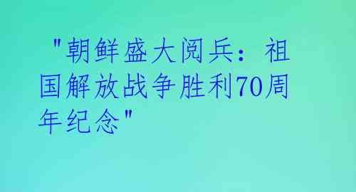  "朝鲜盛大阅兵：祖国解放战争胜利70周年纪念" 