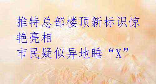 推特总部楼顶新标识惊艳亮相 市民疑似异地睡“X”