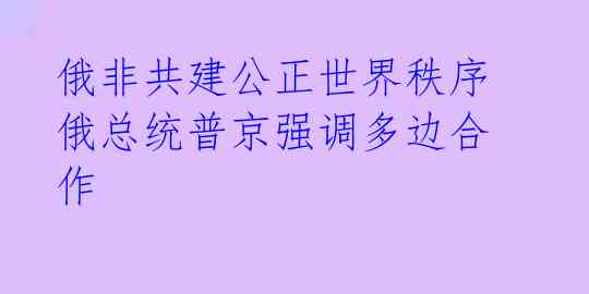  俄非共建公正世界秩序 俄总统普京强调多边合作 