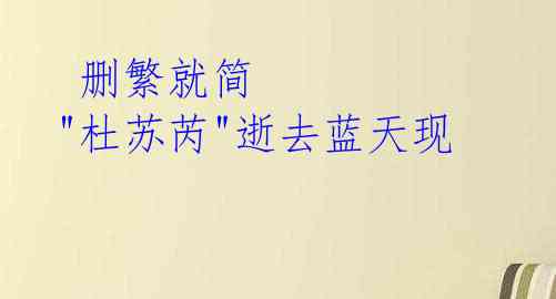 删繁就简 "杜苏芮"逝去蓝天现